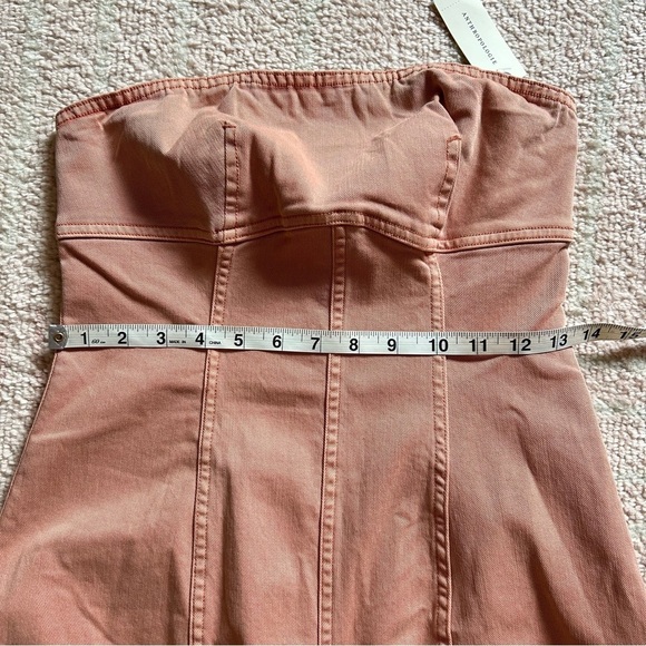 NWT Anthropologie Pilcro Icon Fluted Denim Midi Dress Size Small Coral - Picture 10 of 14